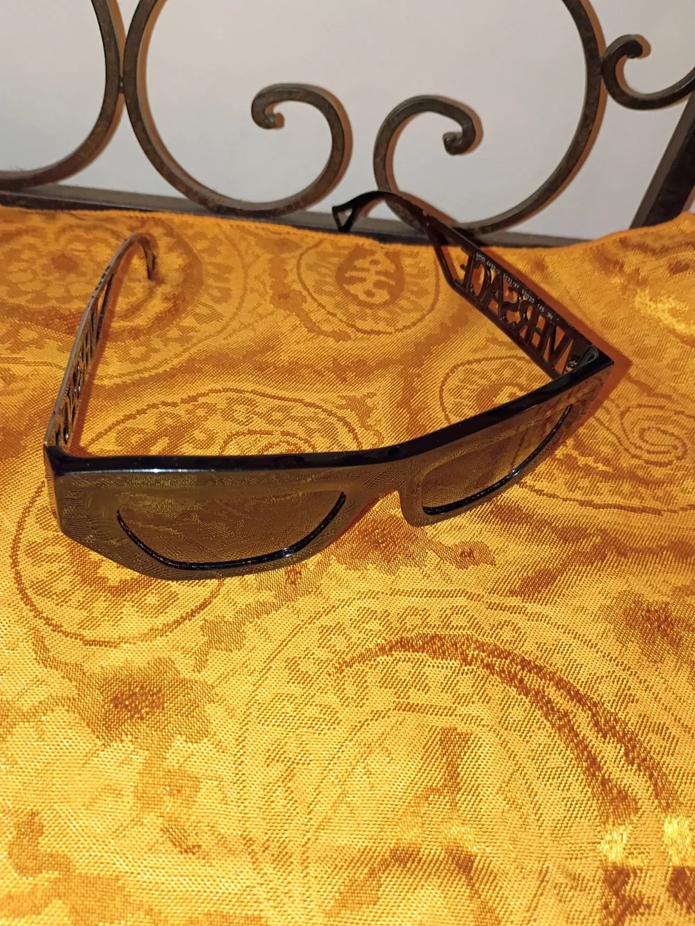 Versace Open Cutout Lettering Logo Statement Women's Sunglasses Black